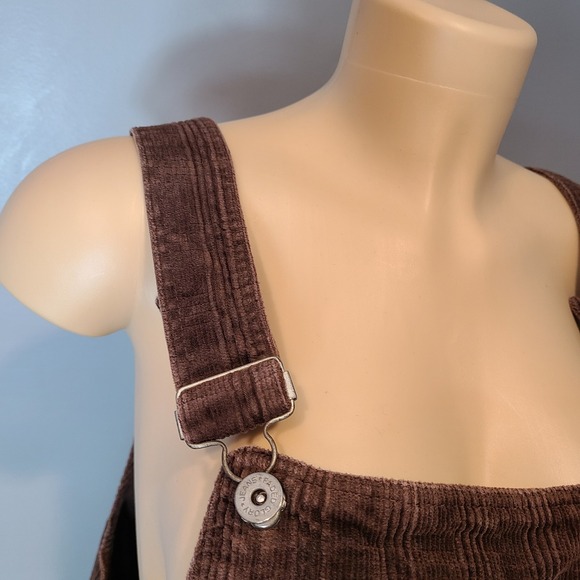 Vtg Wide Wale Brown Corduroy Jumper Dress Y2K Academia 90s Grunge Sz Large - Picture 2 of 10